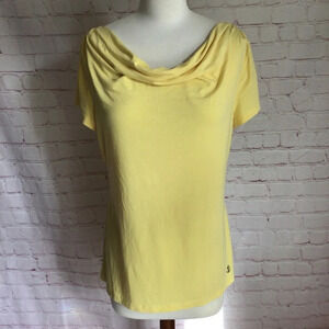 Nautica Yellow Cowl Neck Short Sleeve Top - Size Large